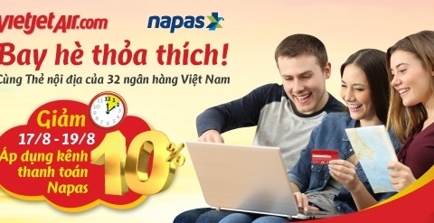 Giảm ngay 10% khi mua vé máy bay Vietjet Air bằng thẻ VRB ATM
